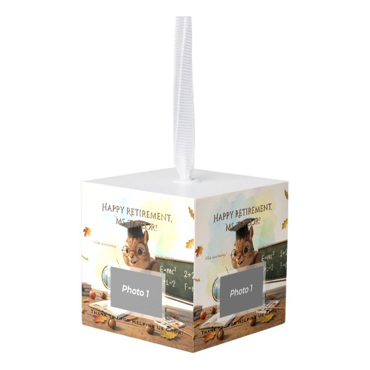 Cute Squirrel Teacher Retirement Ornament Year (Achter hoekig)
