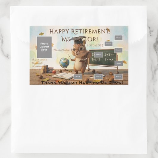 Cute Squirrel Teacher Retirement Sticker Sheet 202 (Tas)