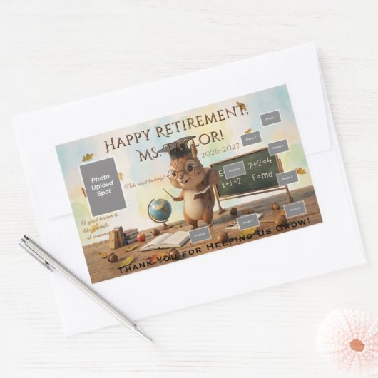 Cute Squirrel Teacher Retirement Sticker Sheet 202 (Envelop)