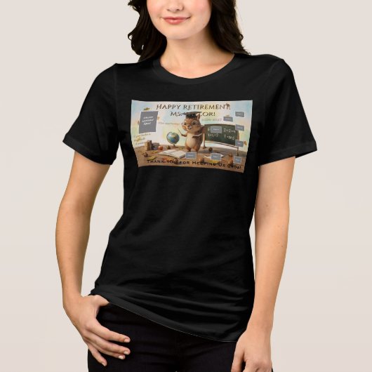 Cute Squirrel Teacher Retirement T-Shirt Year (Voorkant)