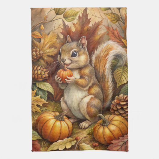 Cute Squirrel Theedoek (Verticaal)