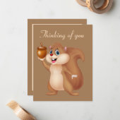 Cute squirrel Thinking of you Notitiekaartje (Voorkant / Achterkant in situ)