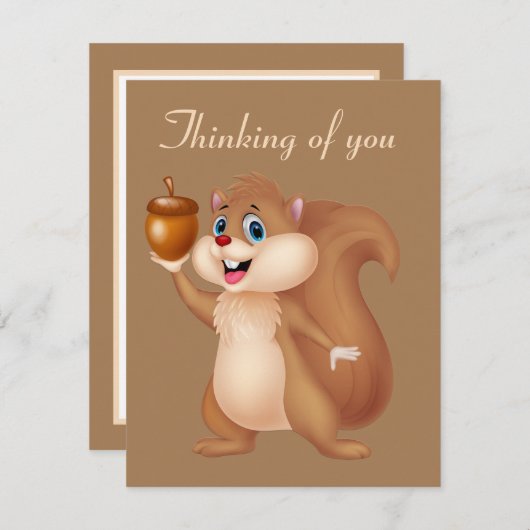 Cute squirrel Thinking of you Notitiekaartje (Voorkant / Achterkant)