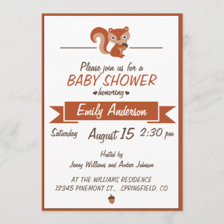 Cute Squirrel - Uitnodiging Baby shower