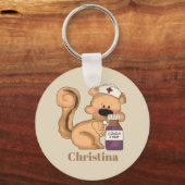 Cute squirrel-verpleegkundige voegt naam sleutelha sleutelhanger (Voorkant)