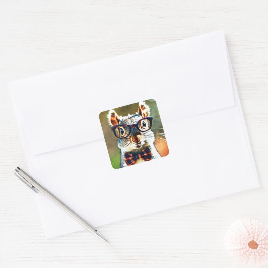 Cute Squirrel Vierkante Sticker (Envelop)