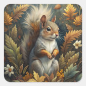 Cute Squirrel Vierkante Sticker (Voorkant)