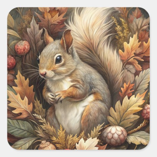 Cute Squirrel Vierkante Sticker (Voorkant)