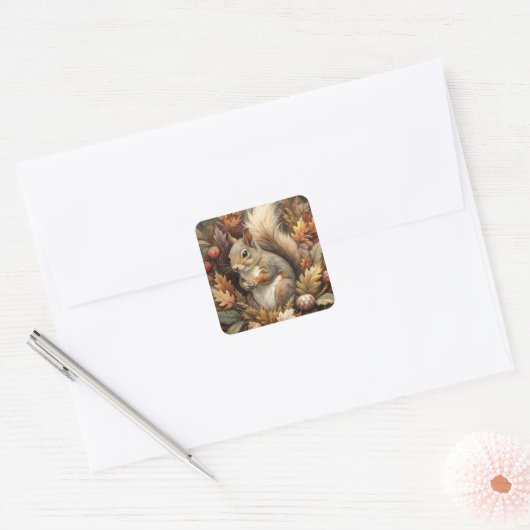 Cute Squirrel Vierkante Sticker (Envelop)