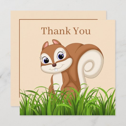 Cute squirrel voegt tekst toe bedankkaart (Voorkant / Achterkant)