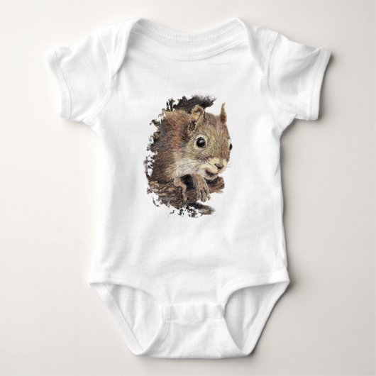 Cute Squirrel, Waterverf Dierlijke Natuur Romper (Voorkant)