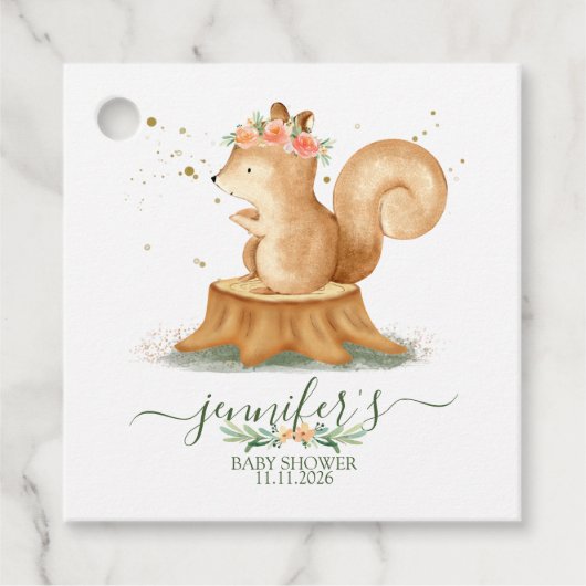 Cute Squirrel wildlife baby hello party Bedankjes Labels (Voorkant)