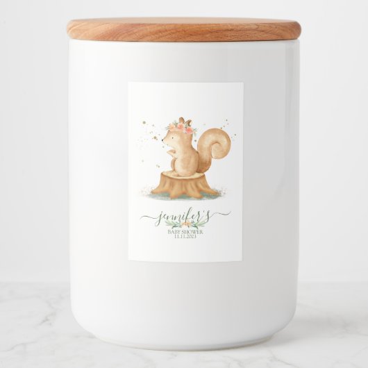 Cute Squirrel wildlife farm forest animal Voedselcontainer Etiket (Voorkant)