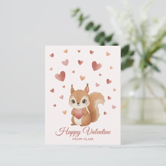 Cute Squirrel with Heart Valentine's Day Feestdagenkaart (Staand voorkant)