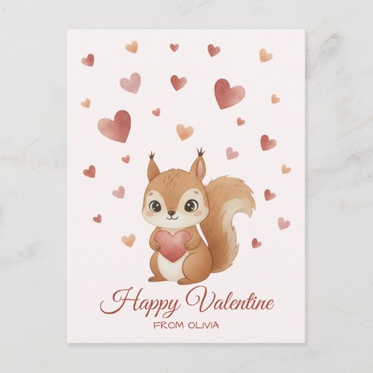 Cute Squirrel with Heart Valentine's Day Feestdagenkaart (Voorkant)