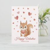 Cute Squirrel with Heart Valentine's Day Feestdagenkaart (Staand voorkant)