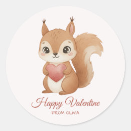 Cute Squirrel with Heart Valentine's Day Ronde Sticker