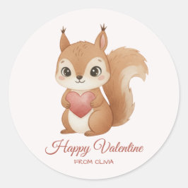 Cute Squirrel with Heart Valentine's Day Ronde Sticker