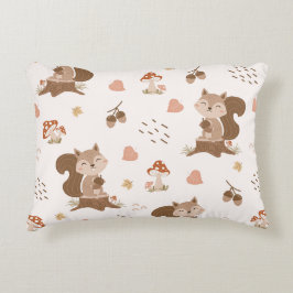 Cute Squirrel Woodland Forest Pattern Accent Kussen