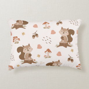 Cute Squirrel Woodland Forest Pattern Accent Kussen