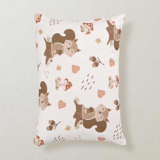Cute Squirrel Woodland Forest Pattern Accent Kussen (Voorkant(Verticaal))
