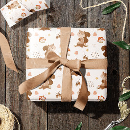 Cute Squirrel Woodland Forest Pattern Cadeaupapier