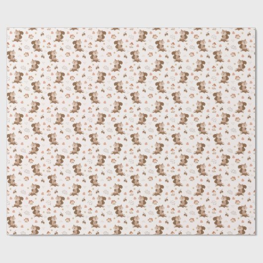 Cute Squirrel Woodland Forest Pattern Cadeaupapier (Vlak)
