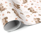 Cute Squirrel Woodland Forest Pattern Cadeaupapier (Rol Hoek)