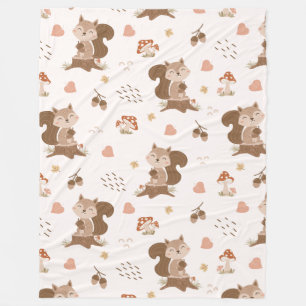 Cute Squirrel Woodland Forest Pattern Fleece Deken