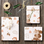 Cute Squirrel Woodland Forest Pattern Inpakpapier Vel