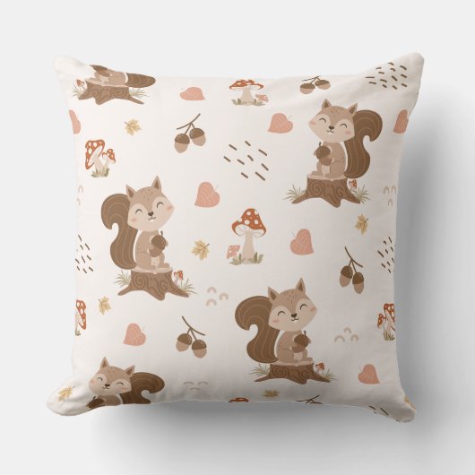 Cute Squirrel Woodland Forest Pattern Kussen (Voorkant)