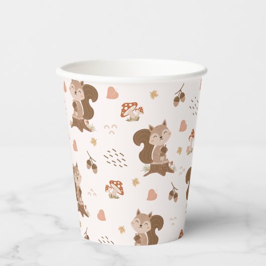 Cute Squirrel Woodland Forest Pattern Papieren Bekers (Voorkant)