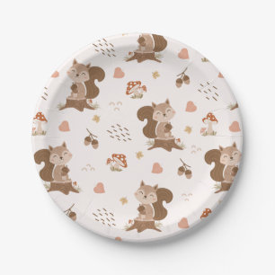 Cute Squirrel Woodland Forest Pattern Papieren Bordje