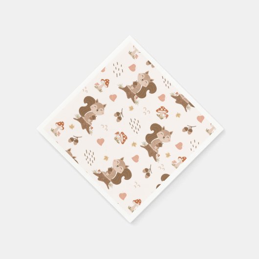 Cute Squirrel Woodland Forest Pattern Servet (Hoek)