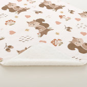 Cute Squirrel Woodland Forest Pattern Sherpa Deken (3/4)