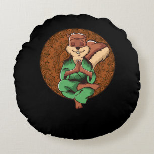 Cute Squirrel Zen Yoga Meditation Animal Buddha Rond Kussen