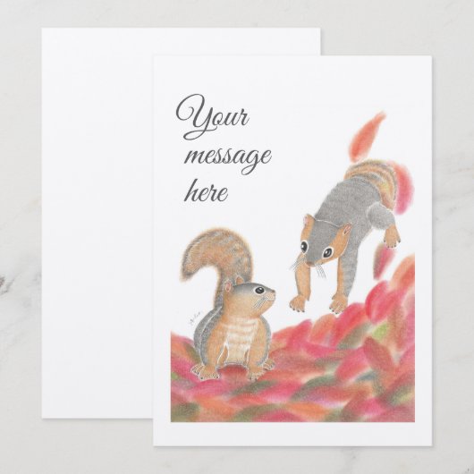 Cute Squirrels Fall Flat-bericht / bedankkaart (Voorkant / Achterkant)