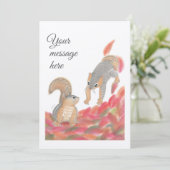 Cute Squirrels Fall Flat kaart / Dank je kaart (Staand voorkant)