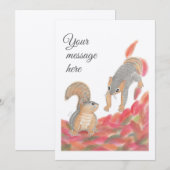 Cute Squirrels Fall Flat kaart / Dank je kaart (Voorkant / Achterkant)