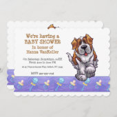 Cute St. Bernard Baby shower Kaart (Voorkant / Achterkant)