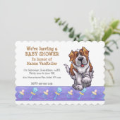Cute St. Bernard Baby shower Kaart (Staand voorkant)