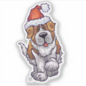 Cute St. Bernard in een Santa Hat Sticker (Voorkant)