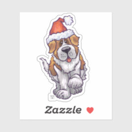 Cute St. Bernard in een Santa Hat Sticker