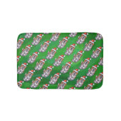 Cute St. Bernard in Pet Pattern on Green Badmat (Voorkant)