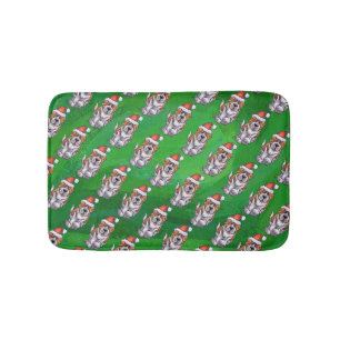 Cute St. Bernard in Pet Pattern on Green Badmat