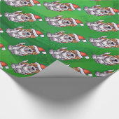 Cute St. Bernard in Pet Pattern on Green Cadeaupapier (Hoek)