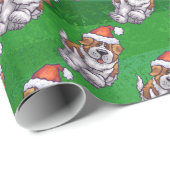 Cute St. Bernard in Pet Pattern on Green Cadeaupapier (Rol Hoek)