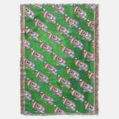 Cute St. Bernard in Pet Pattern on Green Deken (Voorkant Verticaal)