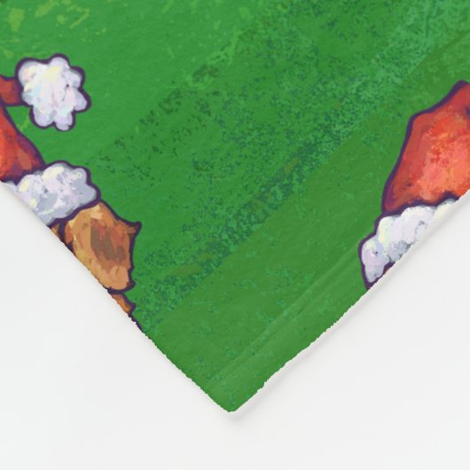 Cute St. Bernard in Pet Pattern on Green Fleece Deken (Hoek)