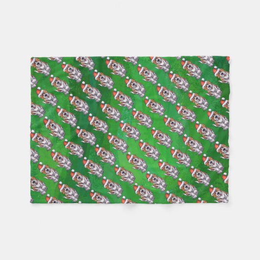 Cute St. Bernard in Pet Pattern on Green Fleece Deken (Voorkant (Horizontaal))
